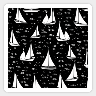 Sailing - Black and White Pattern Magnet